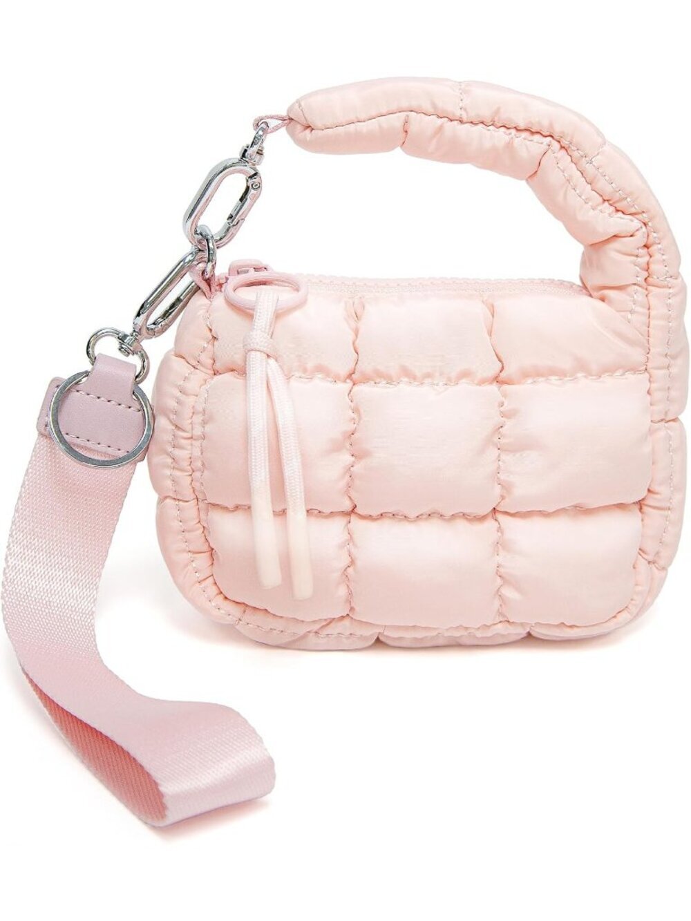 Women's Pink Zipper Mini Quilted Tote Wristlet Wristlet Cute Crossbody Bag